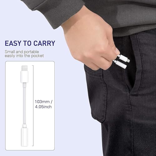 Headphone adapter for iPhone, Lightning to 3.5 mm Headphone Jack Adapter,2 Pack Earbuds/Earphones Converter Cord Aux Cable Audio Connector Compatible with iPhone 14/13/ 12/SE/11/XR/Xs/X/8/iPad/iPod