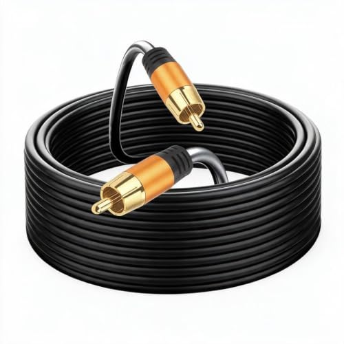 Digital Coaxial 25FT Audio Cable,1RCA Male to 1RCA Male Subwoofer Cable RCA Video Cable for Subwoofer, Home Theater, Video/Audio Subwoofer Rear View Parking Camera - size: 25FT