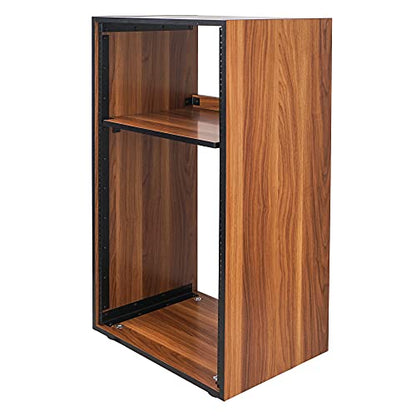 Sound Town DIY 20U Studio Rack with Furniture Grade Walnut Laminate, Rubber Feet, Casters (SDRK-20WN) - size: 20U w/ Casters