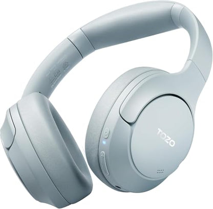 TOZO Hybrid Active Noise Cancelling Headphones, Hi Res Audio | Wireless Over Ear Bluetooth Headset, 60H Playtime, Custom EQ via App Deep Bass Comfort Fit Ear Cups, for Home Office Travel - color: Blue