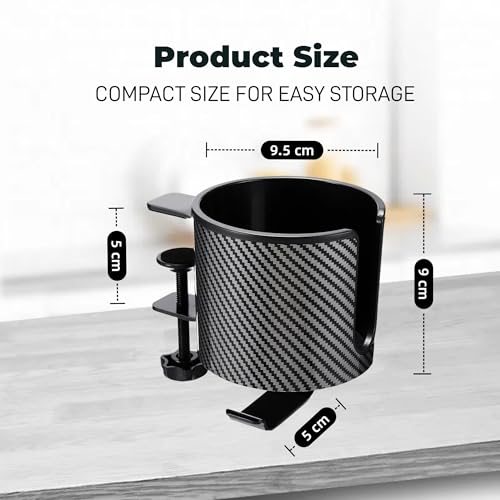 Luxury 2-in-1 Anti-Spill Cup Holder with Under Desk Headphone Hanger (Racing Carbon Edition) | MULTI-SCENE USE — Works on office cubicles, gaming desks, dorm tables, and outdoor camping setups - color: RACING CARBON EDITION
