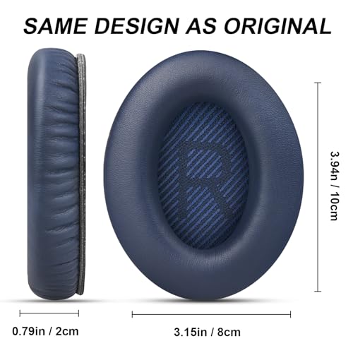 GEVO Premium Replacement Ear Pads for Bose QC35 & QC35ii Headphones - Blue | Fits QuietComfort 35 & 35ii / SoundLink 1&2 AE（Over-Ear）- Soft Protein Leather · Adaptive Memory Foam and Extra Durable - color: Midnight Blue