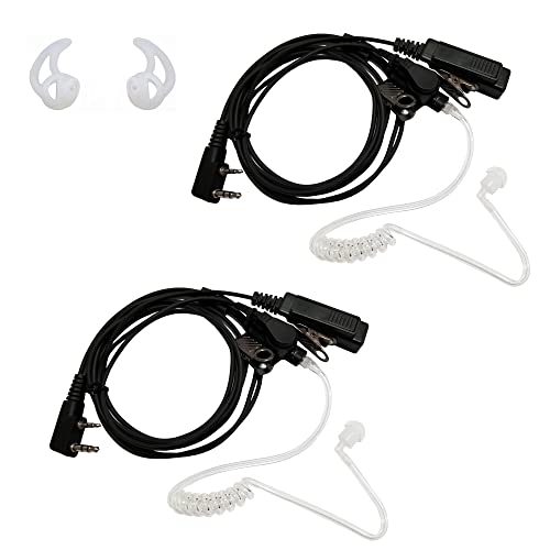 Acoustic Tube Radio Earpiece, Earmolds Fit Baofeng Kenwood Two Way Radio | 2Pin Covert Police Surveillance Headset with Mic, Tactical Walkie Talkie Accessory