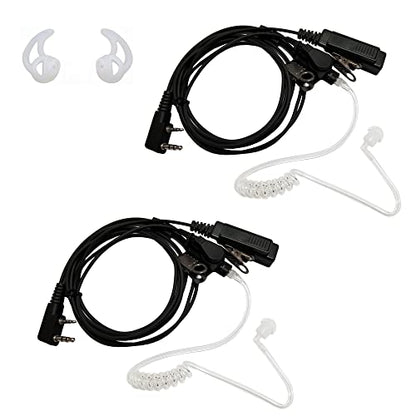 Acoustic Tube Radio Earpiece, Earmolds Fit Baofeng Kenwood Two Way Radio | 2Pin Covert Police Surveillance Headset with Mic, Tactical Walkie Talkie Accessory