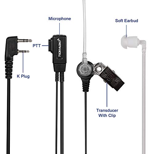 TIDRADIO Walkie Talkie Earpiece with Mic 2 Pin Acoustic Tube Headset For TD-M8s TD-V2 TD-H3 TD-H8,Compatible with Pxton Retevis H-777 RT21 RT22 RT68 Baofeng UV-5R Mini UV-32 BF-888S 2 Way Radio-10Pack - style: 10 Pack Acoustic Tube Earpiece