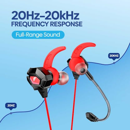 FASTER GH-1C USB-C Wired Gaming Earphones with Detachable Mic, 4.2 ft Cable | 10 mm Driver In-Ear Gaming Headset, detachable microphone. For use with PC, Laptop, PS5, Xbox, Android, iPhone
