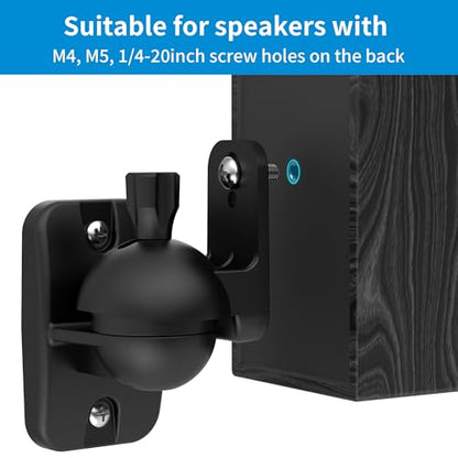 PlusAcc Speaker Wall Mount, Surround Speakers Brackets, 2 Pack, Black | 20° Tilt & 80° Swivel, Adjustable Mounting Bookshelf Shelf for Home Theater, Hold up to 8 lbs - color: Black, size: 2 Pack