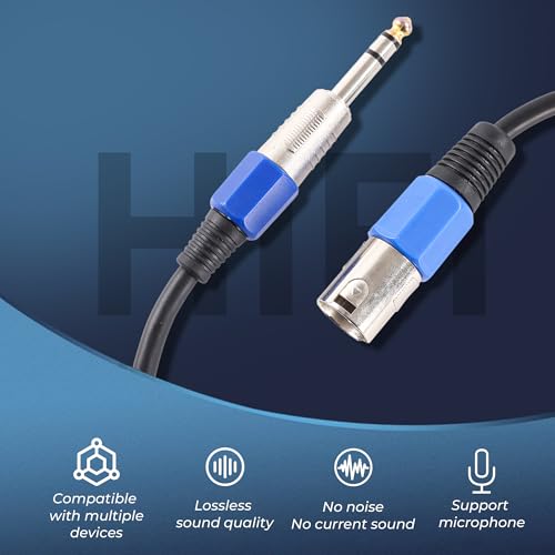 XLR to 1/4 Microphone Cable, Quarter inch 6.35mm TRS Male to XLR 3 Pin Male Balanced Audio Cable for Speakers, Mixers & Mics - 2M
