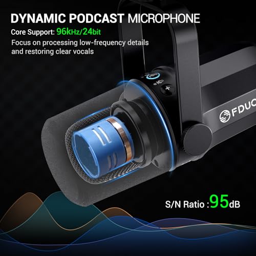 Dynamic Microphone, XLR/USB Podcast Recording PC Microphone for Vocal Voice-Over Streaming, Studio Metal Mic with Mute, Headphone Jack, Monitoring Volume Control, with Boom Arm (SL40+) - style: SL40 with Boom Arm