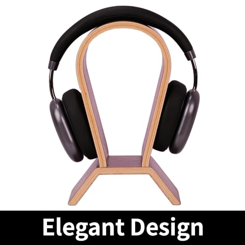Wood Headphone Stand for Desk - Headset Holder Cute Gaming Wooden Headphones Hanger Hook Rack Base Storage Head Phone Accessories - color: Walnut Ladder
