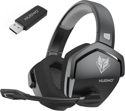 NUBWO Wireless Gaming Headset with Mic for Ps5 Ps4 PC, Zero Interference, 100-Hour Battery All-Day Play, 23ms Sync for Fortnite & Call of Duty/FPS Gamers, Triple Mode All Devices Compatible - Gray - color: Black