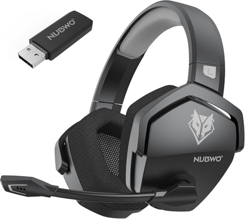 NUBWO Wireless Gaming Headset with Mic for Ps5 Ps4 PC, Zero Interference, 100-Hour Battery All-Day Play, 23ms Sync for Fortnite & Call of Duty/FPS Gamers, Triple Mode All Devices Compatible - Gray - color: Black