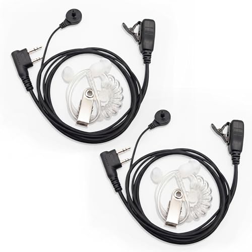 SAMCOM SM008 Walkie Talkie Surveillance Earpiece with Mic, 2 Pack | Airtube Radio Earphone for FPCN30A, FPCN10A, FPCN20A Radios, 2 Pin K1 Plug Compatible with Baofeng UV5R Kenwood 2 Way Radio - size: 2 Pcs SM008 Airtube Earpiece