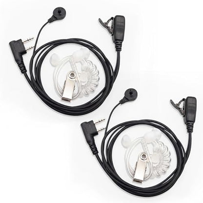 SAMCOM SM008 Walkie Talkie Surveillance Earpiece with Mic, 2 Pack | Airtube Radio Earphone for FPCN30A, FPCN10A, FPCN20A Radios, 2 Pin K1 Plug Compatible with Baofeng UV5R Kenwood 2 Way Radio - size: 2 Pcs SM008 Airtube Earpiece