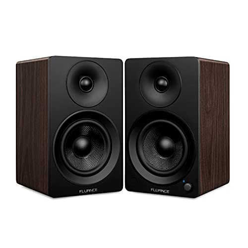Fluance Ai61 Powered 2-Way 2.0 Stereo Bookshelf Speakers with 6.5" Drivers, 120W Amplifier for Turntable, TV, PC and Bluetooth 5 Wireless Music Streaming - RCA, Optical, USB & Sub Out (Natural Walnut) - color: Natural Walnut, size: Without Stand