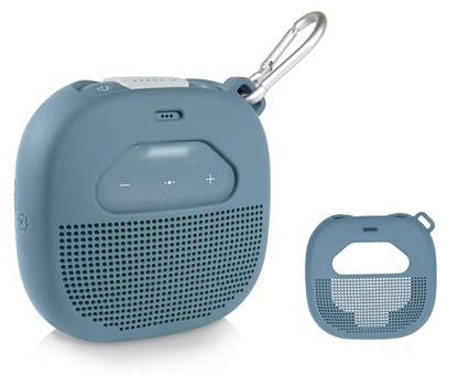 Feature Protective Case for Bose SoundLink Micro Bluetooth Speaker by WGear, Featured Design with mesh Pocket for Cable and Other Accessories, Elastic Strap to Secure Device (Stone Blue), WG012299 - color: Stone blue