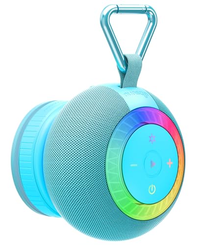 Bluetooth Shower Speaker IPX7 Waterproof: Removable Suction Cup, Sky Blue | 360° Surround Sound, Vacuum-Lock, RGB Light, Portable Wireless Speaker for Beach, Pool, Kayak, Gifts for Adults Teens