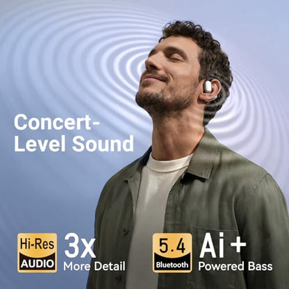 DARONGFENG Open Ear Headphones Wireless Earbuds Bluetooth 5.4, for Running & Workouts: Ergonomic Snug-Fit Earhook, Powerful Bass, Immersive HD Sound & Clear Calls, 40H Playtime with Smart Display