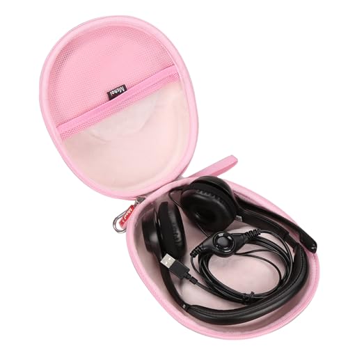 Mchoi Hard Protable Case Fits for Logitech H390 / Logitech Zone 301 Wired Headset, Case Only, Pink - color: Pink