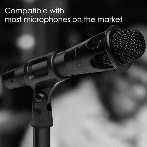 Universal Microphone Clip Holder 4 Pack, Adjustable Mic Clip Holder for Mic Stand Suitable for Handheld Microphones, Come with 5/8" Male to 3/8" Female Screw Adapter, Easy to Use (Black)