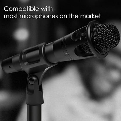 Universal Microphone Clip Holder 4 Pack, Adjustable Mic Clip Holder for Mic Stand Suitable for Handheld Microphones, Come with 5/8" Male to 3/8" Female Screw Adapter, Easy to Use (Black)