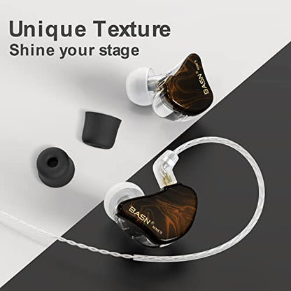 BASN MMCX in Ear Monitor,Triple Driver Musician IEM Headphone,Gold Obsidian - color: Golden Obsidian