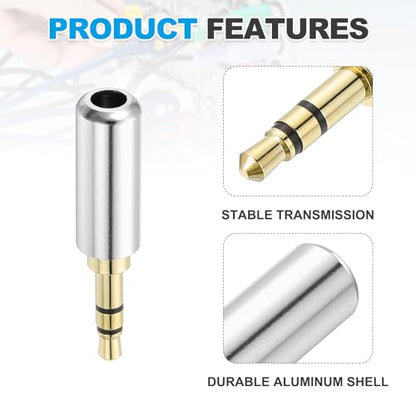 MECCANIXITY 3.5mm Replacement Repair Plug Jack, 3 Pole, Bright Silver 2Pcs - color: Bright Silver
