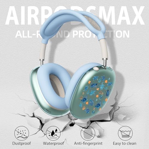 Cute Sea Turtles Clear Case for Airpods Max Headphones Unique Design Soft TPU Ear Cups Cover Anti-Scratch Silicone Ear Pad Protective Case Blue Ocaen Headband Cover for Apple Airpods Max - color: Seaweed turtle 02