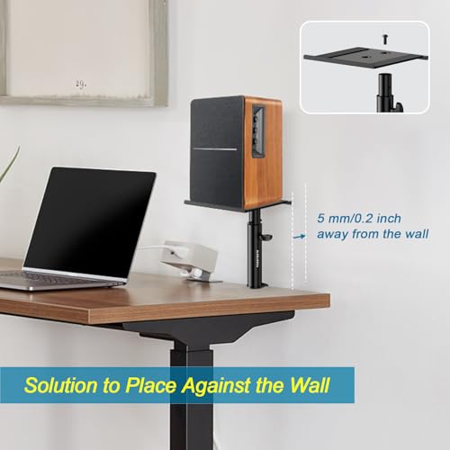 Vondynote Studio Monitor Stands Clamp Speaker Stands with Isolation Pads | Set of 2, Adjustable Height 9"-14", Desktop Speaker Stands against the Wall, Desk Clamp Mount, with Isolation Pads