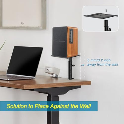 Vondynote Studio Monitor Stands Clamp Speaker Stands with Isolation Pads | Set of 2, Adjustable Height 9"-14", Desktop Speaker Stands against the Wall, Desk Clamp Mount, with Isolation Pads