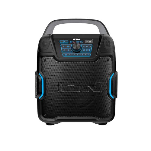 ION Sport 320 200W Bluetooth Outdoor Speaker with Wheels | 320 Degree Sound, Water-Resistant, Rechargeable Battery, USB Charging, Stereo Linking, Bass Boost, App Control, for Parties - style: 200W water-resistant