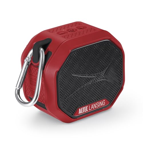 Altec Lansing HYDRATREK Magnetic Bluetooth Speaker, Waterproof IP67, 5W RMS Output, True Wireless Pairing, USB-C Quick Charge, 3.7V 400mAh Battery, Voice Assistant, Perfect for Any Adventure - color: Crimson Red/Black