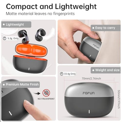 Clip On Earbuds, Physical Button Control Open Ear Wireless Bluetooth Headphones, HiFi Sound & Environment Noise Cancelling Earbuds with Mic, Bluetooth 6.0, Up to 32H Playtime, for Run/Workout