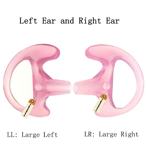 Lsgoodcare Replacement Earmold Earbud (Left and Right Ear) for Two Way Radio Acoustic Coil Tube Earpiece - Open Ear Insert Silicone Earmould Earbuds Pink Large, 10 Pairs, (Large, Pink) - color: Pink, size: large