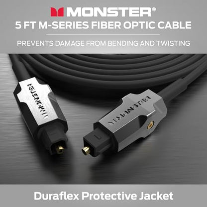 Monster M-Series 1000 Fiber Optic Toslink Cable, Optical Digital Audio Cable for Sound Bar and Home Theater System, Gold-Plated Connectors, 5 ft - size: 5 Feet
