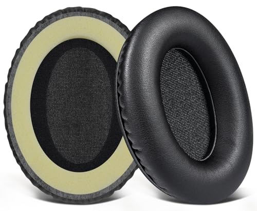 SOULWIT Replacement Earpads for Audio-Technica ATH-ANC7/ANC7B Headphones, Ear Pads Cushions with Softer Protein Leather, High-Density Foam - Black
