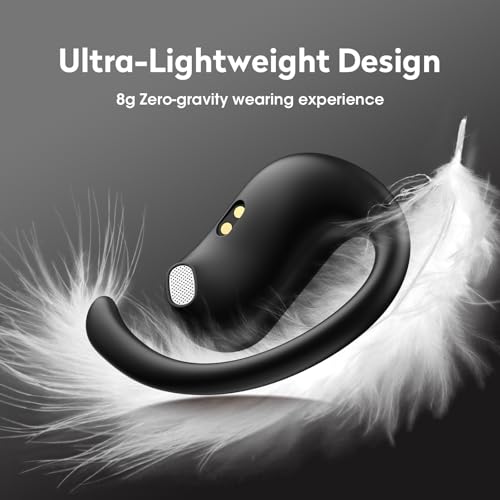 Open Ear Earbuds, 50H Open Ear Headphones Bluetooth 5.4, IPX6 Open Ear buds Wireless with Adjustable Ear hook, Hi-res Stereo, AI Clear Call, Lightweight, Wireless Over Earbud for Workout, Gym, Running - color: Black