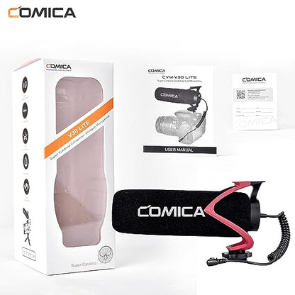 Comica CVM-V30-LITE Directional On-Camera Shotgun Microphone, Red