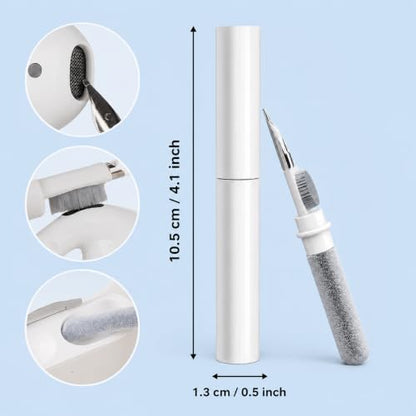 3 in 1 Earbud Cleaning Pen with Brush, Sponge and Metal Tip, White - color: White