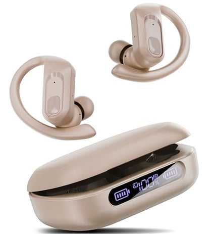 occiam Active Noise Cancelling Wireless Earbuds Bluetooth Headphones Ear Buds 96Hrs Playback Clear Call Waterproof Earphones with Ear Hook Microphones for Sport Running Off-White - color: Off-white