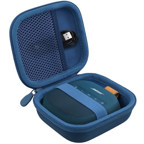 for Bose New SoundLink Micro 2nd Gen Speaker Protective Case, Twilight Blue | EVA Hard Shell, Soft Velvet Lining, Durable Wrist Strap, Portable Travel Bag with Carabiner, Mesh Accessory Pocket - color: Dark Blue Case