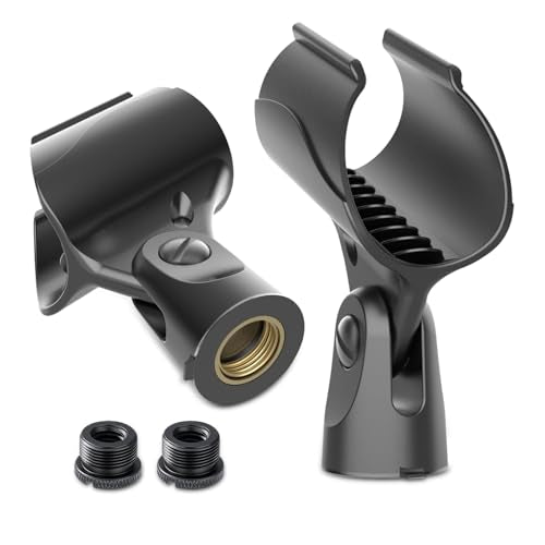 Microphone Clip for Mic Stands, Universal Handheld, 2 Pcs, 5/8"-3/8"Adapter