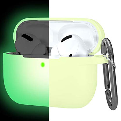 Hamile Compatible with AirPods Pro Case Protective Silicone Airpod Case Shockproof Cover Skin for Apple Airpod Pro 2019 Charging Case, with Keychain, Yellow Green-Night Glow Green - color: 7-Nightglow Green