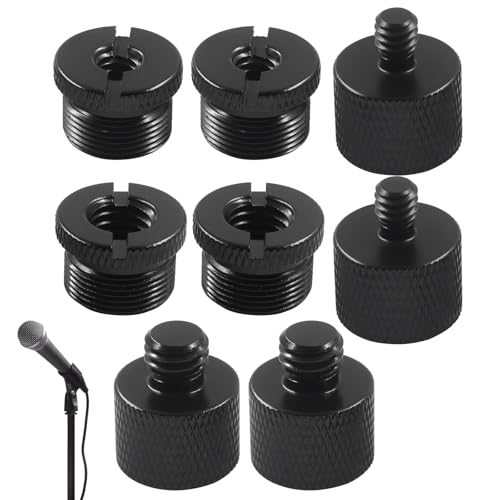 8 Pack Mic Stand Adapter, 5/8 Female to 3/8 Male | 3/8 Female to 5/8 Male, 5/8 Female to 1/4 Male, 1/4 Female to 5/8 Male Screw Thread Adapter Mic, Black Adapter for Boom Arm - size: 1 Set 8 Pcs