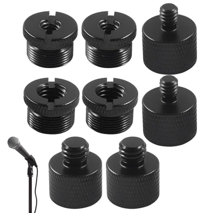 8 Pack Mic Stand Adapter, 5/8 Female to 3/8 Male | 3/8 Female to 5/8 Male, 5/8 Female to 1/4 Male, 1/4 Female to 5/8 Male Screw Thread Adapter Mic, Black Adapter for Boom Arm - size: 1 Set 8 Pcs