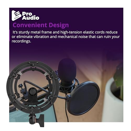 Focus Pro Audio Shock Mount for Blue Yeti and Yeti Pro Microphones (Black) - Shock Mount Mic Holder for Anti Vibration Noise Isolation - Blue Yeti & Yeti Pro Boom Arm Compatible Mic Stand