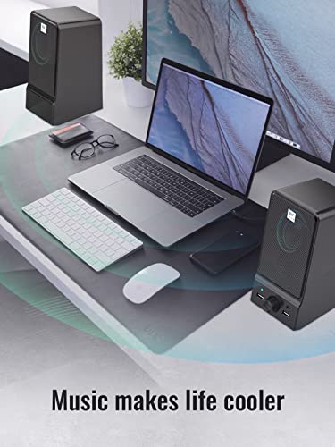 OROW USB Computer Speakers,Hi-Fi Stereo PC Speakers,16W Desktop Speaker,Built-in DSP Sound Chip, Deep Bass&Pure Vocal,Laptop Speakers with Headphone Jack(S203)