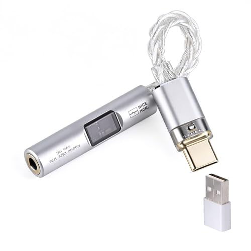 NICEHCK NK1 MAX Silver CX31993 Dual Chip USB C to 3.5 HiFi DAC Amp Cable - color: Pale Silver