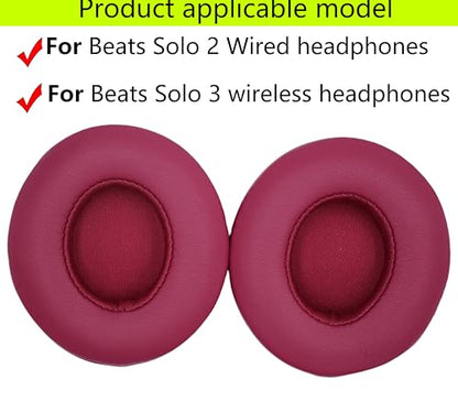 Replacement Ear Pads Compatible with Beats Solo3.0 Wireless Dark Brick red - color: Dark Brick red