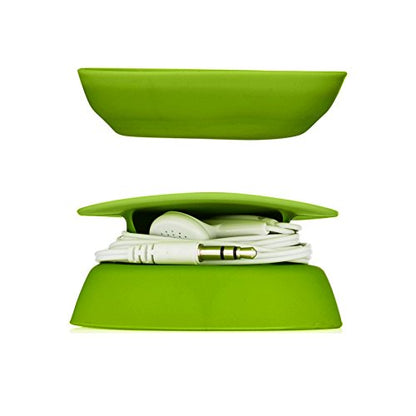 Budley - Tangle-Free Earphone/Earbud Case, Compact Storage System, Silicone (Lime, Set of 1) - color: Lime